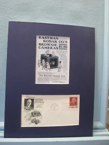 Cámara Eastman Kodak & The Brownie y portada del primer día del sello de George Eastman - Imagen 1 de 2