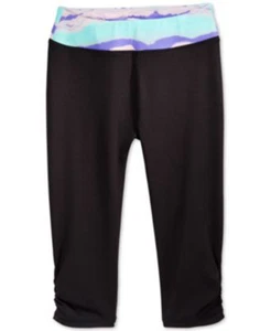 Girls Capri Layer 8 Athletic Wave Tie Dye Waistband Shirred Hem Black Sz 5 NWT - Picture 1 of 7
