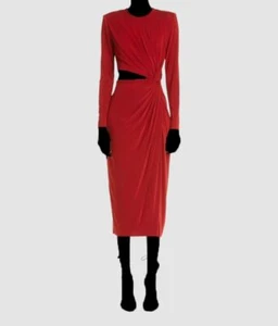 $2495 Jason Wu Collection Women's Red Cutout Twisted Front Shift Dress Size 10 - Picture 1 of 4