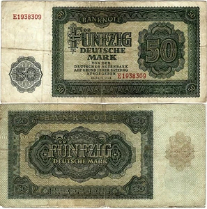GDR banknote 50 Deutsche Mark 1948 central bank SBZ-16 ro. 345 P-14a - Picture 1 of 1