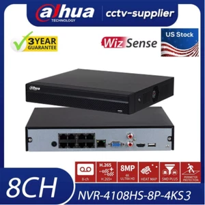 Videoregistratore di rete compatto Dahua 8CH NVR4108HS-8P-4KS3 4K 8POE 8MP H.265 NVR - Foto 1 di 9