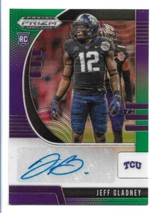 Jeff Gladney 2020 Panini Prizm selecciones de draft verde y púrpura automático RC #241/199 TCU - Imagen 1 de 2