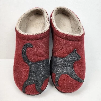 L.L. Chinelos femininos Bean Daybreak Cat Scuffs tamanho 9 M lã vermelha corrediças de lã - Imagem 1 de 4