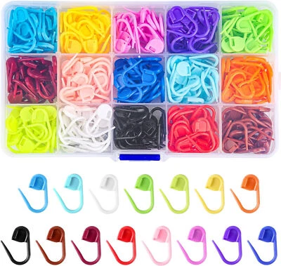 300pc Knitting Plastic Locking Stitch Markers Crochet Needle Clip Counter w/ Box - Image 1 of 4