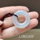 Round Circle Donuts Natural Icy Translucent White Jade Pendant & Necklace