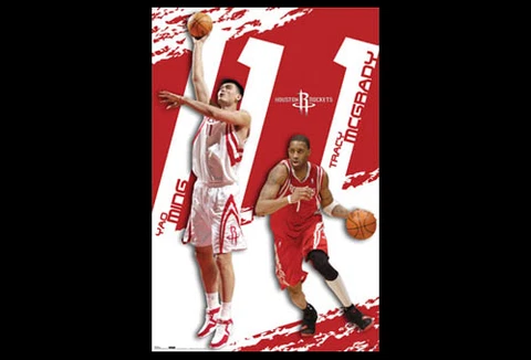 Vintage Original HOUSTON ROCKETS YAO MING and TRACY MCGRADY 2006 NBA Wall Poster Cover