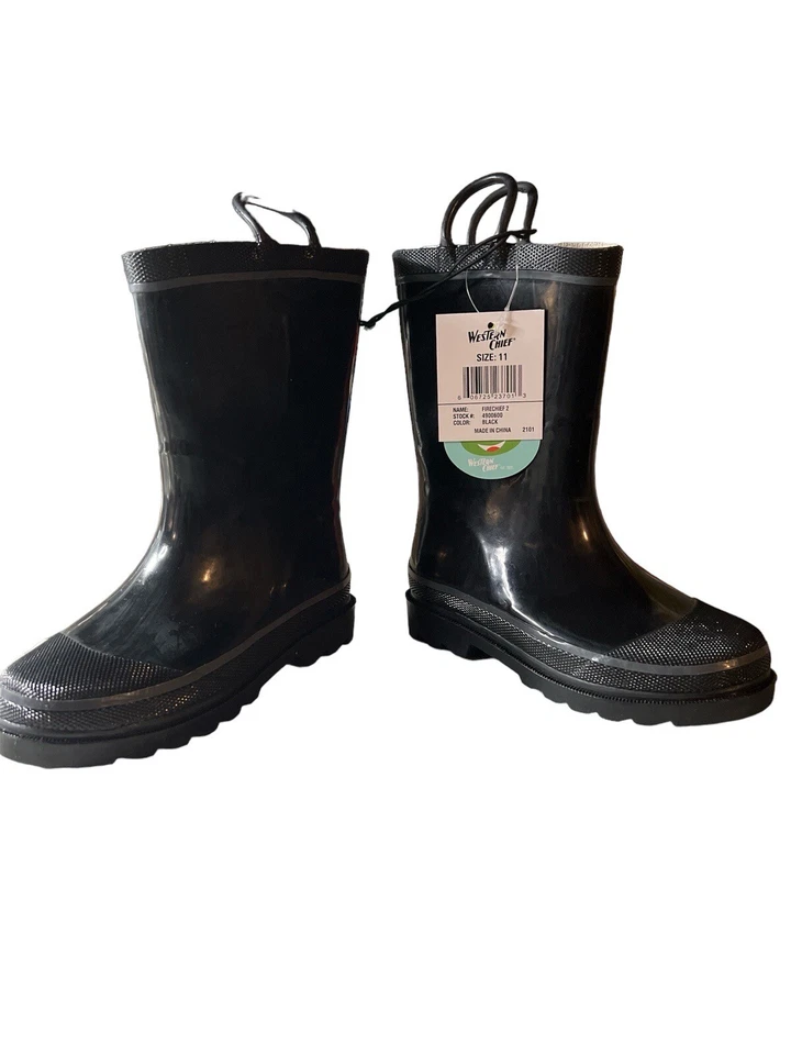 Botas de lluvia Western Chief para niños talla 11 Youth Fire Chief 2 negras nuevas con etiquetas Foto 1 de 4
