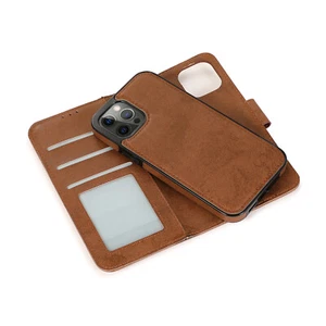 For iPhone 13 14 Pro Max Case Detachable Magnetic Flip Card Holder Leather Cover - Picture 1 of 17