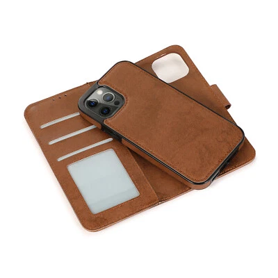 For iPhone 13 14 Pro Max Case Detachable Magnetic Flip Card Holder Leather Cover - Image 1 of 4