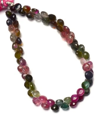 Super Quality Natural Gem Tourmaline 6MM Approx Faceted Onion Shape Briolettes8" - Image 1 of 4