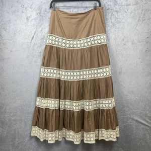 Maxi Falda Cottagecore Romántica Algodón En Niveles 10 Crochet Ribete Volantes Dobladillo Boho - Imagen 1 de 6