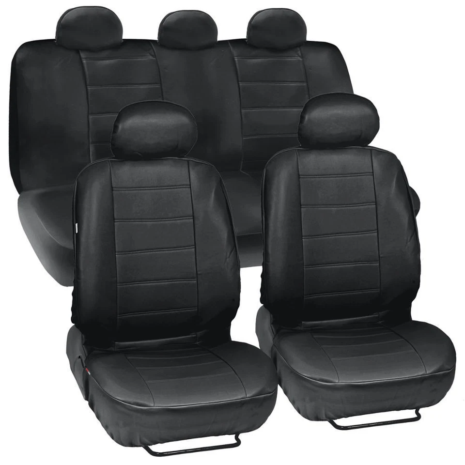 ProSyn Black Leather Auto Seat Covers for Volkswagen Jetta Full Set Car Cover - Image 1 of 4