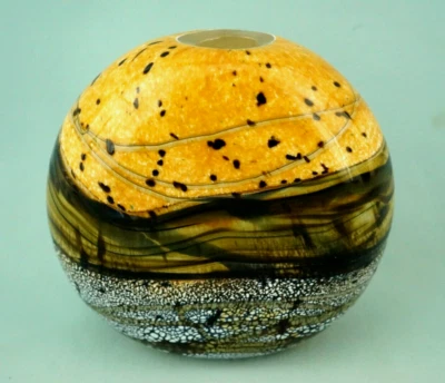 Michael Harris Gozo Glass Malta Vaso vetro lavorazione conchiglia e avventurina - Immagine 1 di 4