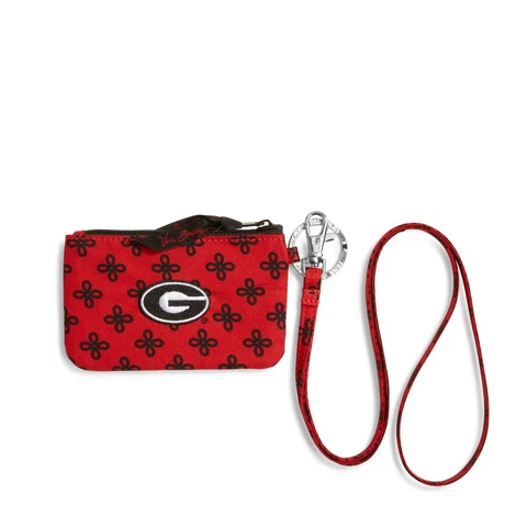 Vera Bradley Zip ID Lanyard Georgia Bulldogs Credit Card Wallet Coin Purse Case Cover