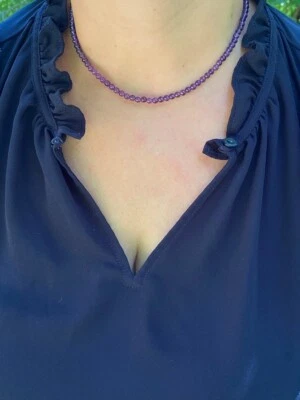 A+++ природы аметист гладкий круглый драгоценных камней бисер ручной работы женщин ожерелья 18'' - Изображение 1 из 4