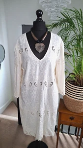 LADIES Cotton burnout shift dress PLUS size XL 20 22 24 BOHO summer Cool fancy - Picture 1 of 10