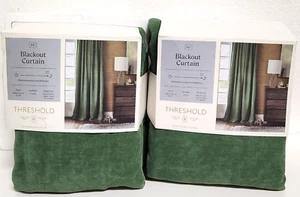 1 Pair 50x84 ea. Blackout Velvet Window Curtain Panel Green - Threshold - Picture 1 of 5