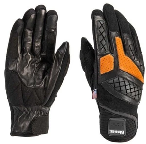 GUANTI PELLE MOTO GLOVES BLAUER HT URBAN SPORT NERO ARANCIO TG M TOUCH SCREEN - Picture 1 of 3