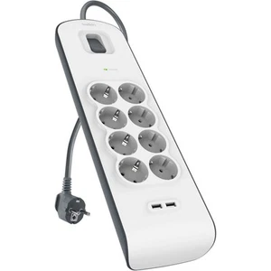Listwa zasilająca przeciwprzepięciowa 900J 8x AC EU Schuko + 2x USB-A Belkin - Zdjęcie 1 z 7