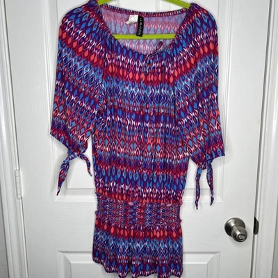 Vestido La Blanca Cover Up Kaftan Santorini Túnica Ikat Manga Atada Tamanho Pequeno - Imagem 1 de 4