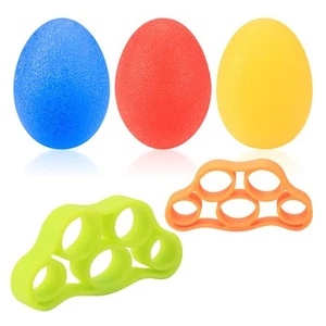 3 Pcs Hand Grip Strength Balls with 2 Pcs Finger Strengthener, Wrist Grip Str... - Picture 1 of 7