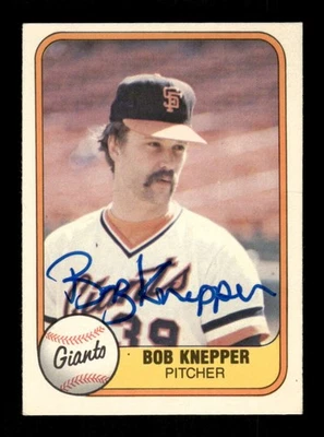 1981 Fleer 447 Bob Knepper signed auto autograph  tough blue sig ASC BXCP58 - Image 1 of 2