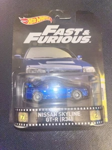 2017 Hot Wheels Retro Entertainment The Fast & Furious Skyline GTR-R34 Awesome! - Picture 1 of 10