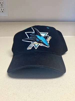 Vintage Zephyr San Jose Sharks Hat Fitted Size 7 1/4 Black Blue Wool Hockey NHL - Image 1 of 3