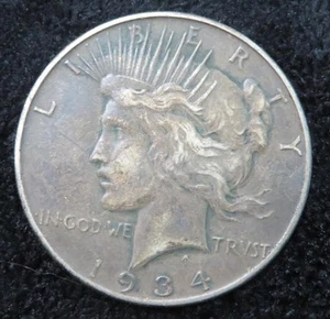 1934 Peace Dollar * Nice Eye Appeal * Dark in Color * 90% Silver * 4747 - Picture 1 of 2