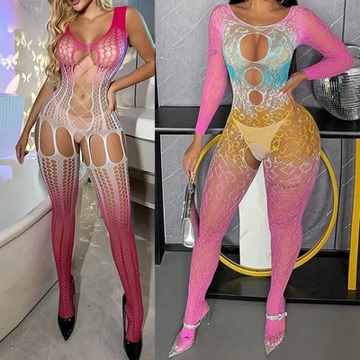 Medias de cuerpo completo body de encaje sin espalda red bodystocking elástico sin costuras Foto 1 de 4