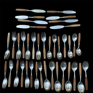 39 Teile DANSK MCM Fjord Holzgriff Edelstahl 4 Enten Logo Germany Besteck Posten - Bild 1 von 24