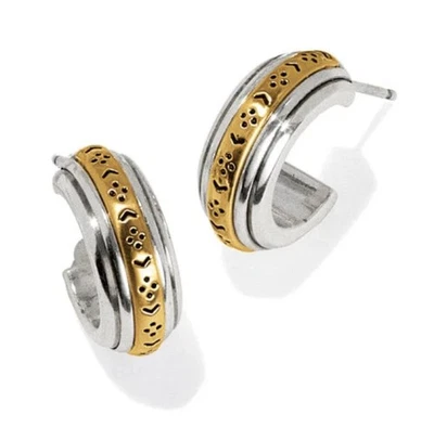 Pendientes Brighton Plata Oro Mosaico Dos Tonos Grabados Mini Aro Poste Nuevos Foto 1 de 2