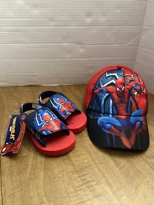 Sapatos combo chapéu e sandálias infantis Homem-Aranha novo sem etiquetas chapéu pequeno 5-6 sapatos infantis - Imagem 1 de 4