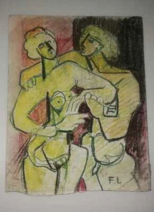 Fernand Leger (1881 - 1955) Handmade painting on french cardboard - Signed - Picture 1 of 4