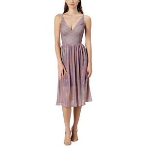 Dress The Population Womens Metallic Midi Cocktail and Party Dress BHFO 2354
