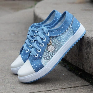 LADIES WOMENS PLIMSOLES CANVAS SNEAKERS SUMMER TRAINERS PUMPS BEACH PLIMSOLLS!! - Picture 1 of 28