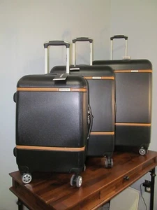 Samsonite Luggage Set-Black-British Saddle Accents Carry On & 2 Check Ins-NWT - Picture 1 of 18