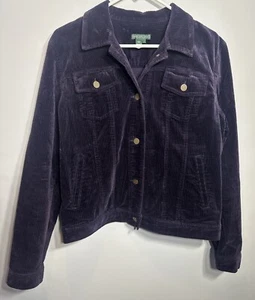 Lauren Ralph Lauren Vintage Purple Corduroy Trucker Jacket Womens Size Large L - Picture 1 of 5
