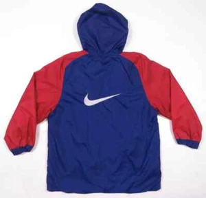 Vintage 90s Nike Large Logo Swoosh Youth Boys Hooded Full Zip Jacket M 10-12 - Picture 1 of 11