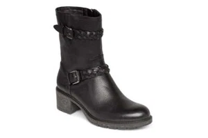 Botas Aetrex Nora Mujer Impermeables Media Pantorrilla Negras Moto Cuero Ortopédicas NUEVAS - Imagen 1 de 5