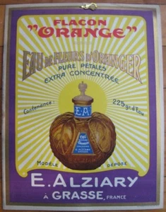 Perfume French 1920 SUPER Advertising Sign, Purple & Gold - 'Flacon Orange' - Picture 1 of 1