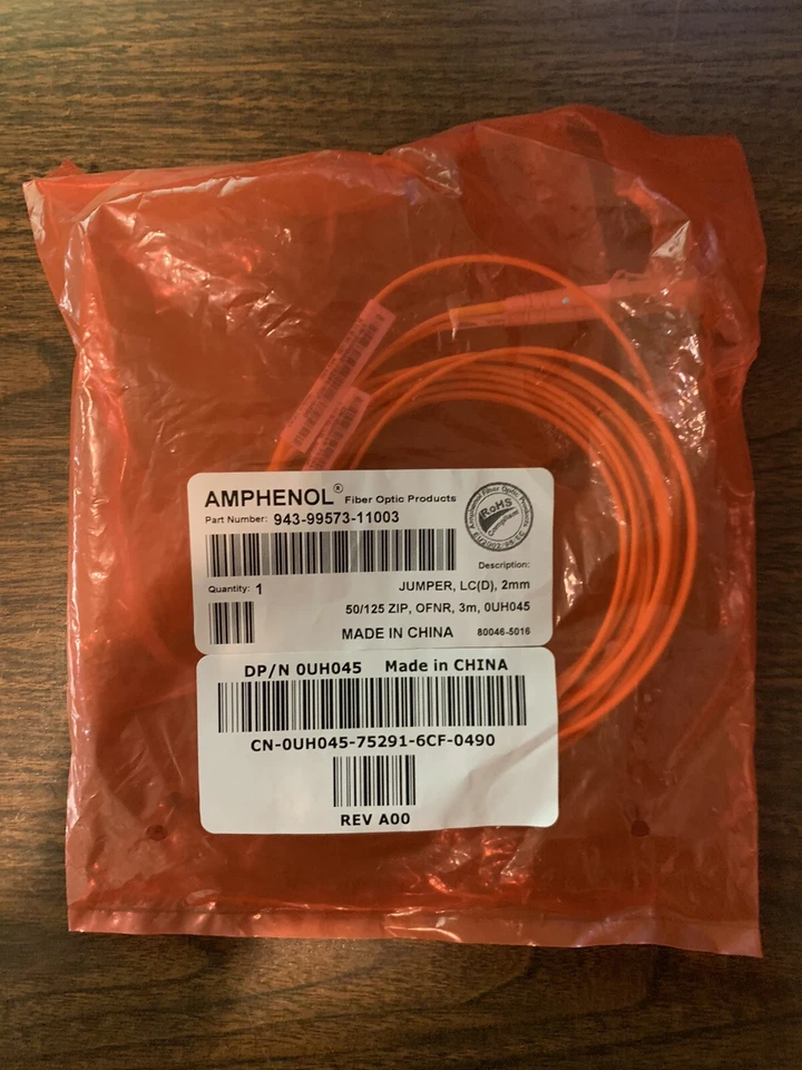 Amphenol Fiber Optic Multimode Patch Cable C/A 2.0MM RISER 50/125 -- 0UH045 - Image 1 of 1