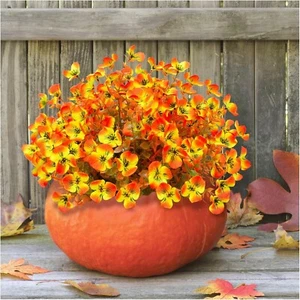 Artificial Flowers Fake Pansy and Eucalyptus Plants 10 Bundles Faux Silk Outdoor - Picture 1 of 6
