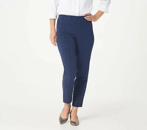 Isaac Mizrahi Petite 24/7 Stretch Flocked Leopard Slim - Black (6) a372813 - Picture 1 of 4