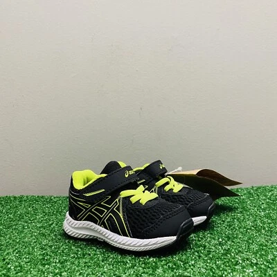ASICS Contend 7 TS Bebé Niño Zapatos Tenis 1014A193 Negro/Verde Peligro K4 Foto 1 de 4