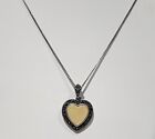 Park Lane Heart Necklace Mother Of Pearl Silver Tone Marcasite "Love Story" 16"