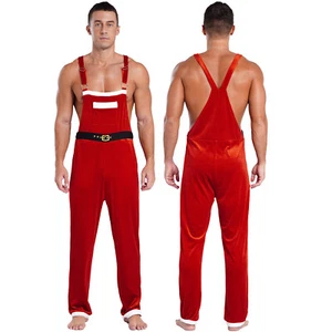 FEESHOW Mens Jumpsuit Comfortable Costume Christmas Overalls Full Length AU - Picture 1 of 19