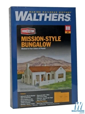 NEW Walthers Mission-Style Bungalow House Kit HO Scale Train FREE US SHIP - Image 1 of 4