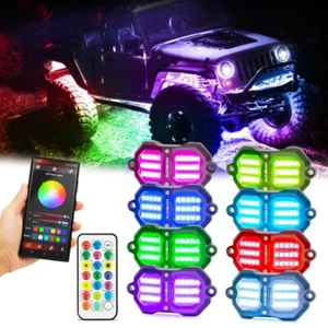 AUXBEAM RGB LED Rock Lights Kit Neon Underglow Lights w/ bluetooth APP & Remote - Imagen 1 de 12