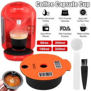 Refillable/Reusable Coffee Capsule Pods Cups For Bosch Tassimo Machine 60-220 ML - Picture 1 of 50